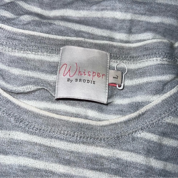 Brodie Cashmere Gray and Pink Striped Sweater - Picture 3 of 4